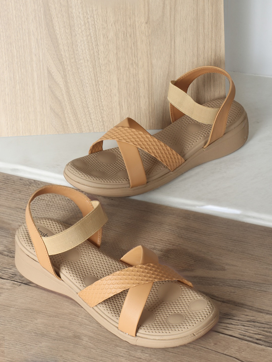 

DressBerry Beige Textured Comfort Heels