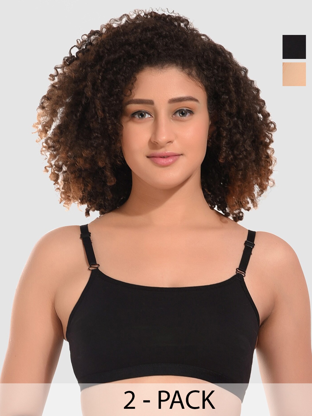 

Boleem Pack Of 2 Full Coverage Non Padded Beginners Bra With All Day Comfort, Black