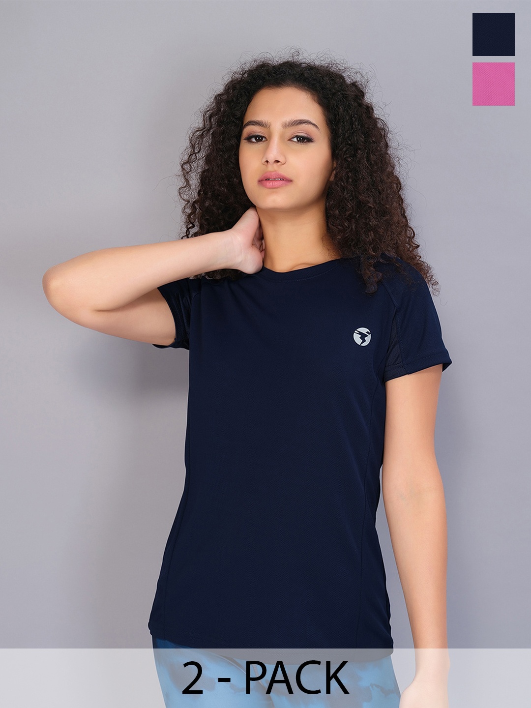 

Technosport Pack Of 2 Round Neck Sports T-shirt, Navy blue