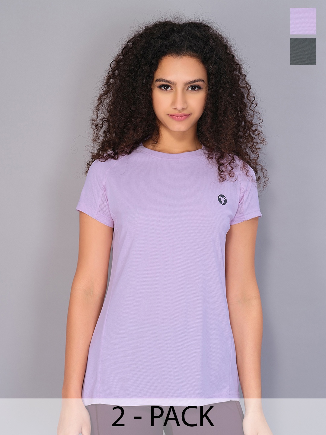 

Technosport Pack Of 2 Round Neck Sports T-shirt, Lavender