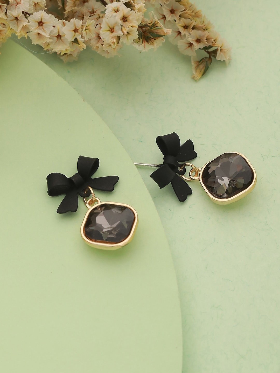

Jazz and Sizzle Gold Plated Contemporary Drop Earrings, Black