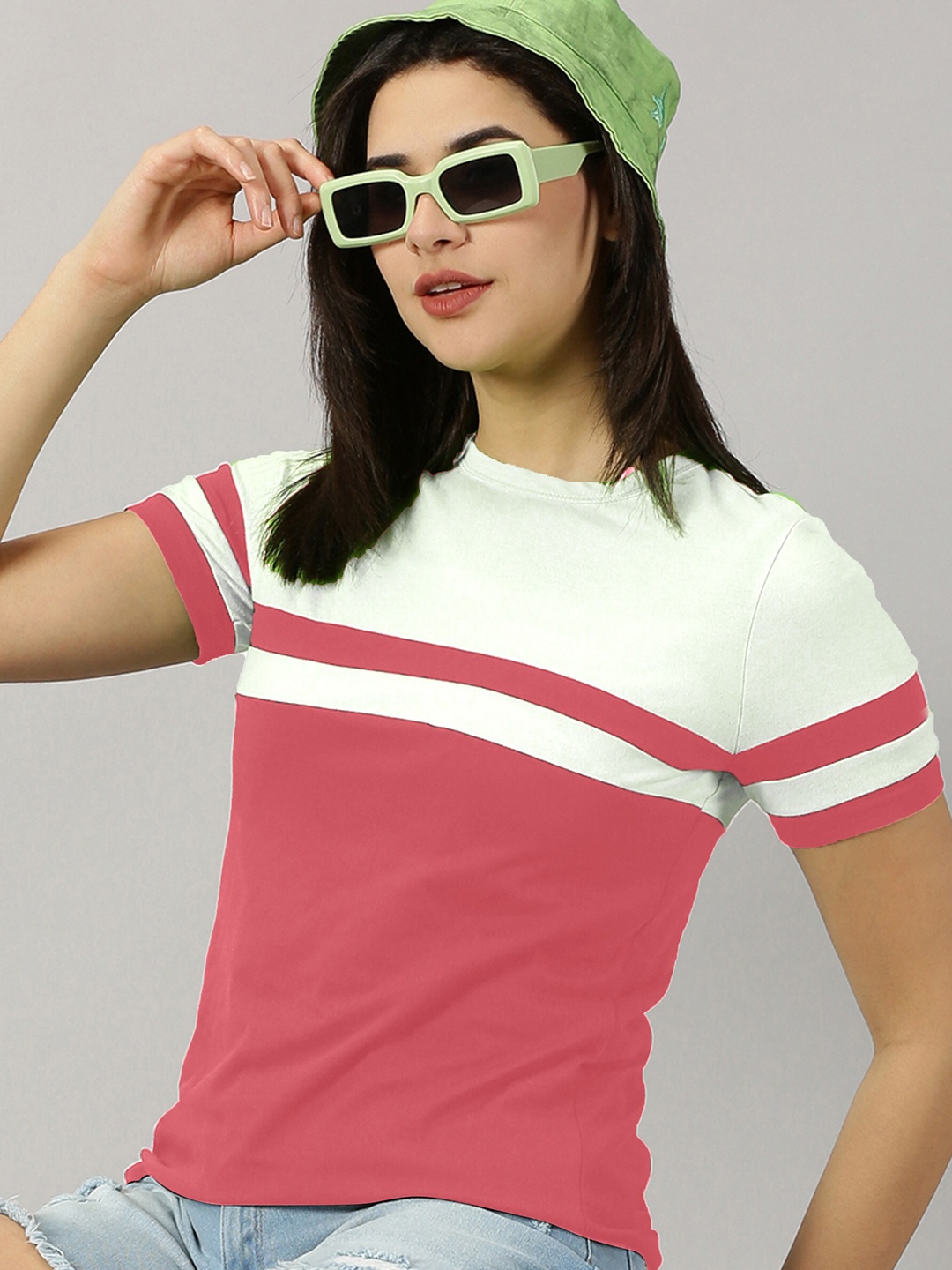 

AUSK Colourblocked Round Neck Short Sleeves T-shirt, White