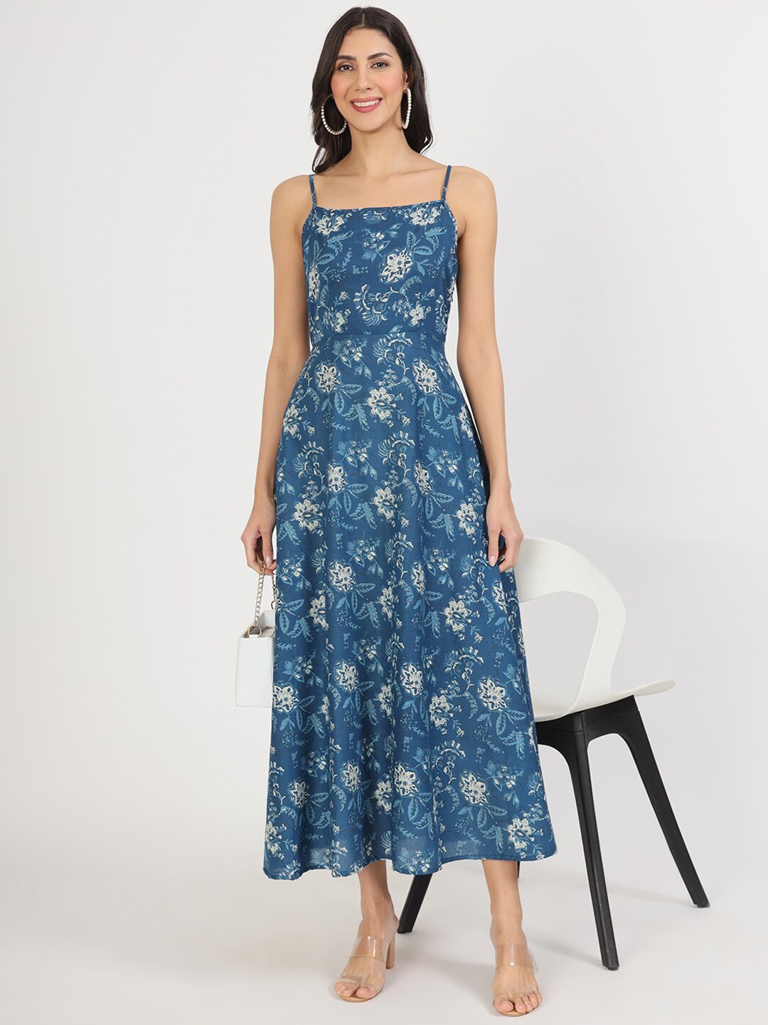 

KALINI Floral Printed Cotton Maxi Dress, Blue