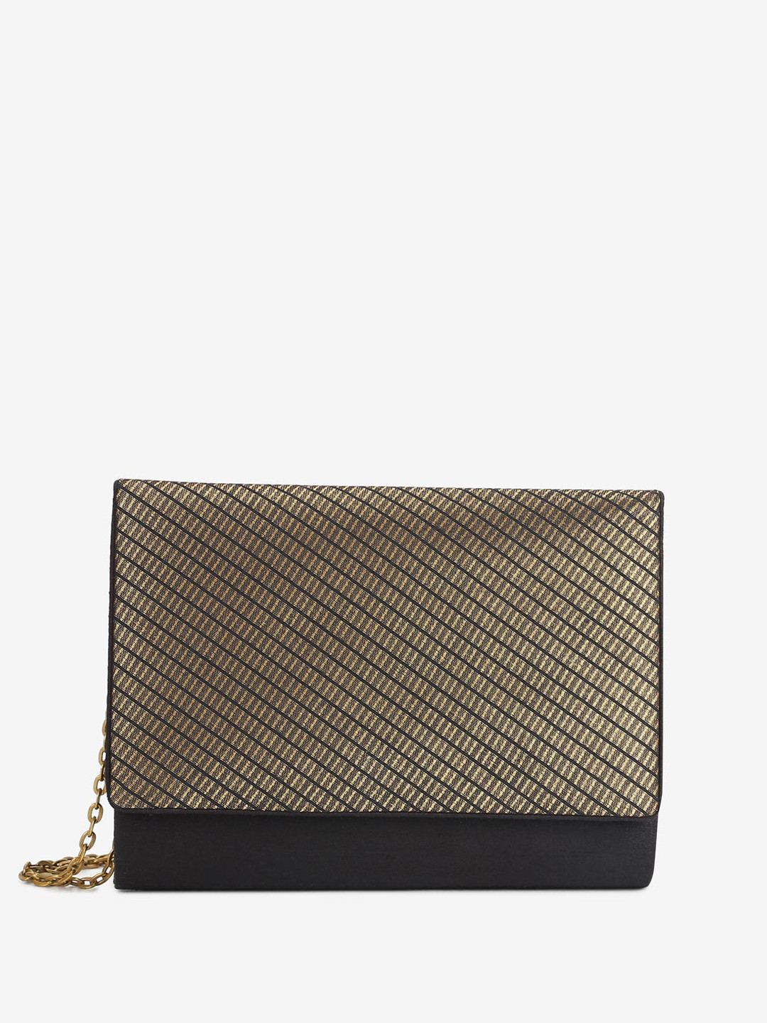 

Fabindia Striped Purse, Black