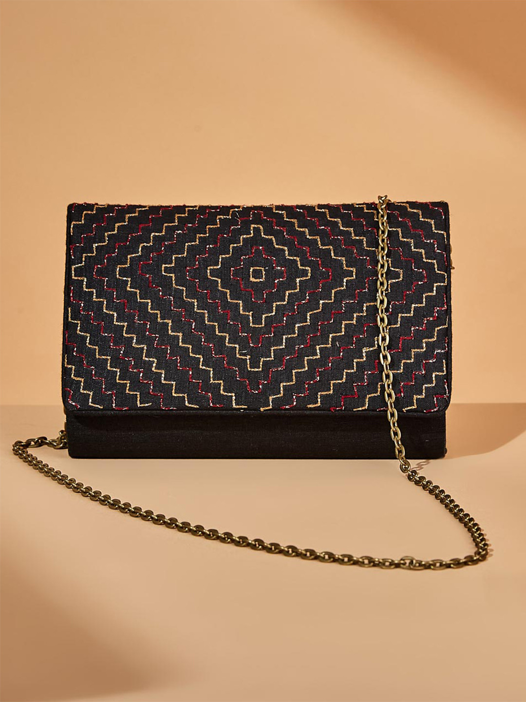 

Fabindia Embroidered Purse, Black