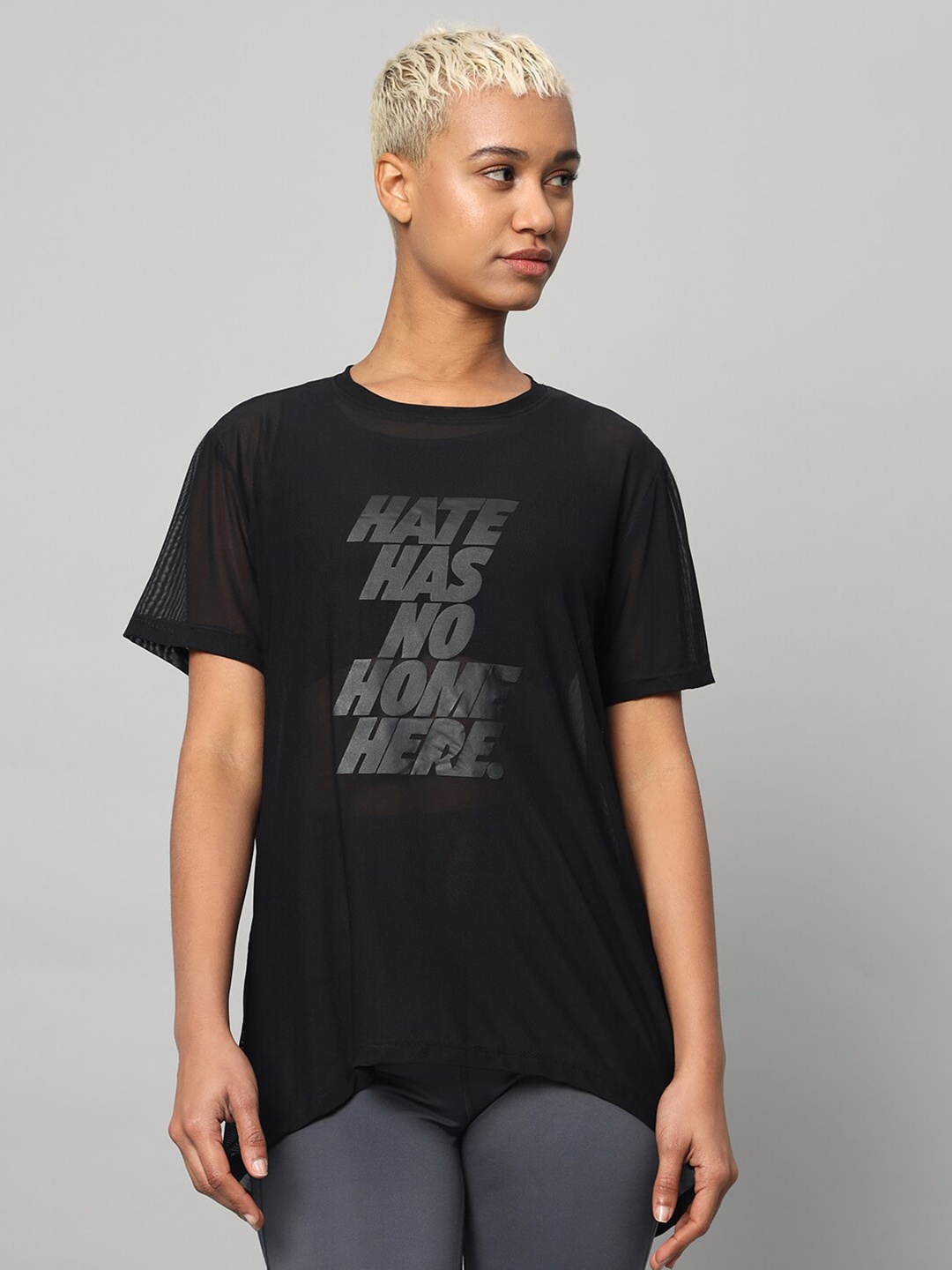 

MKH Typography Printed Dri-FIT Relaxed Fit Sports T-shirt, Black