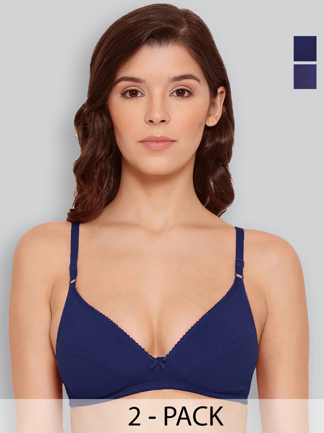 

LYRA Pack Of 2 Medium Coverage Non Padded Everyday Bra With All Day Comfort, Navy blue