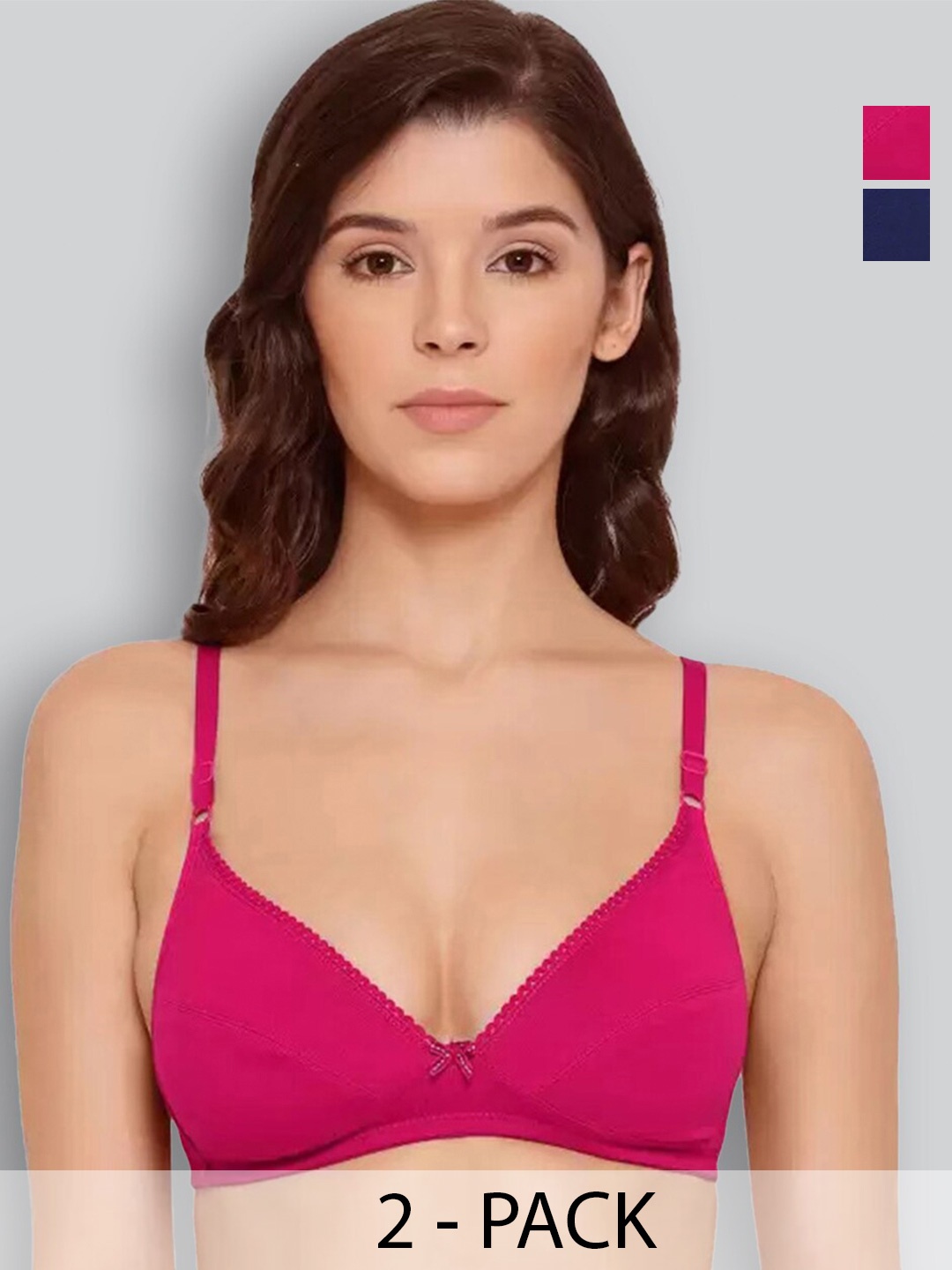 

LYRA Pack Of 2 Medium Coverage Non Padded Everyday Bra With All Day Comfort, Fuchsia