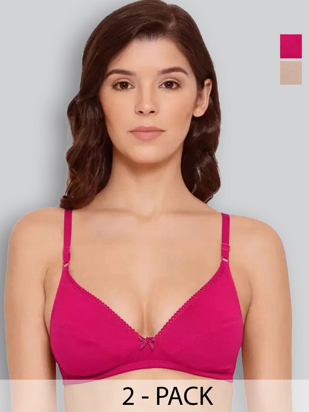 

LYRA Pack Of 2 Medium Coverage Everyday Cotton Bra With All Day Comfort, Fuchsia