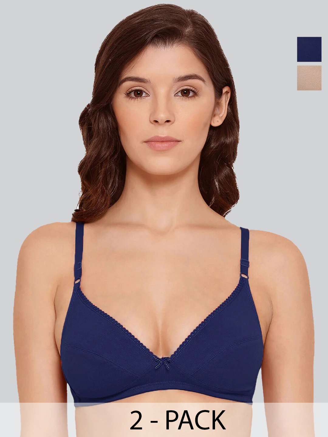 

LYRA Pack Of 2 Medium Coverage Non Padded Everyday Bras- All Day Comfort, Navy blue