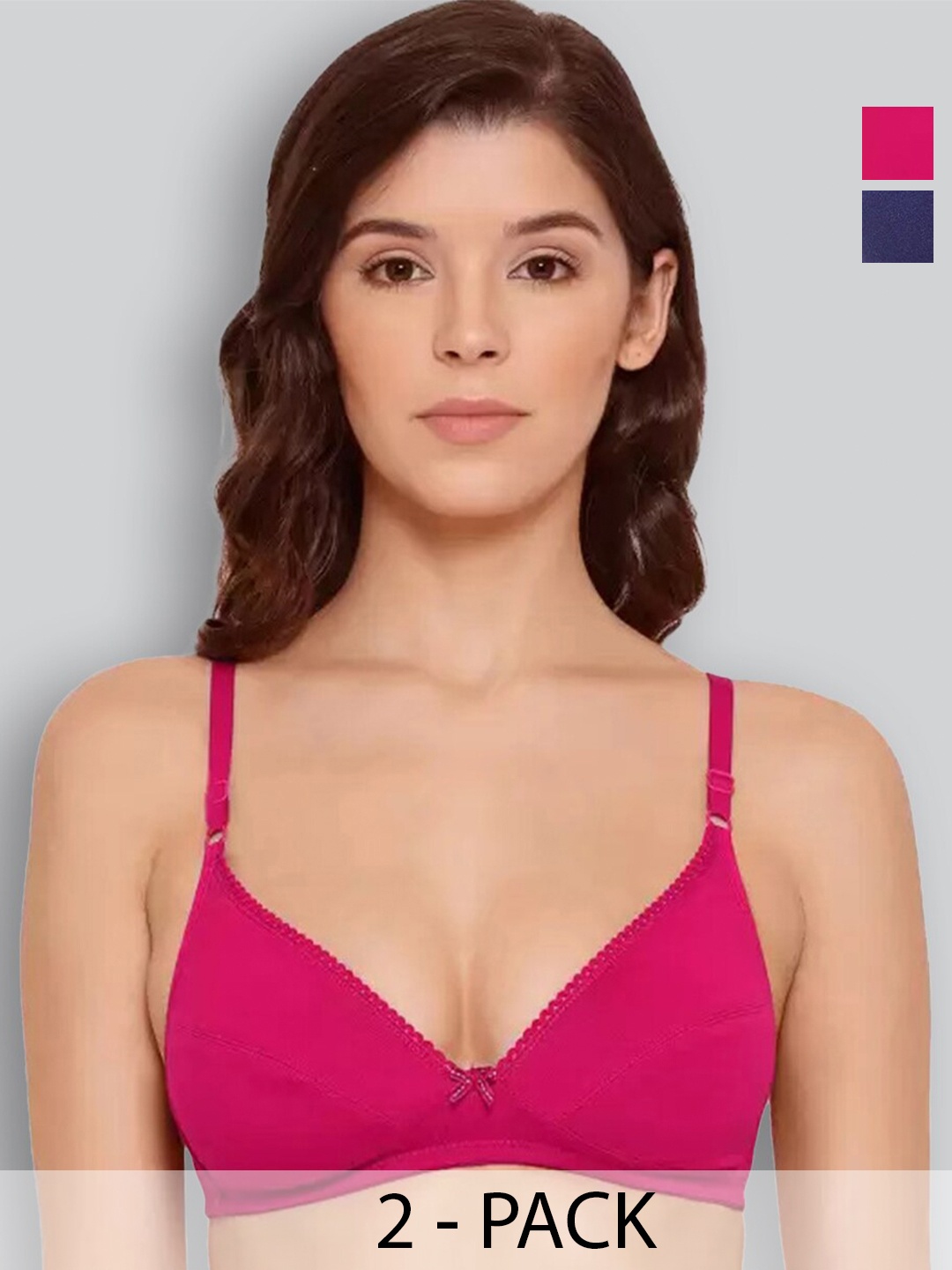 

LYRA Pack Of 2 Medium Coverage Non Padded Everyday Bra With All Day Comfort, Fuchsia