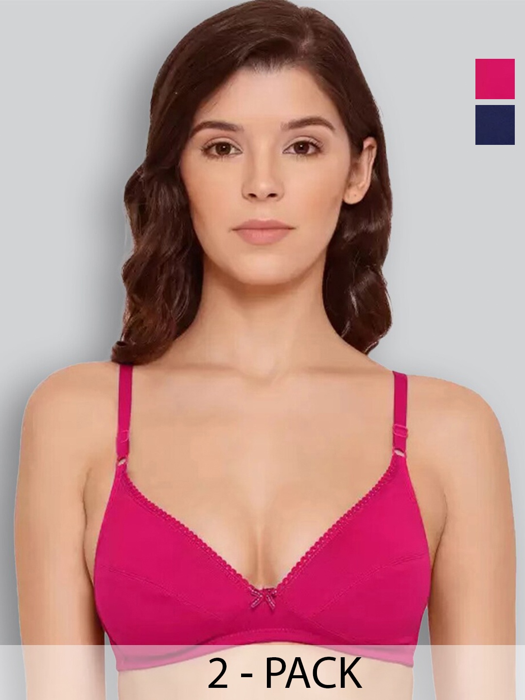 

LYRA Pack Of 2 Medium Coverage Everyday Cotton Bra With All Day Comfort, Fuchsia