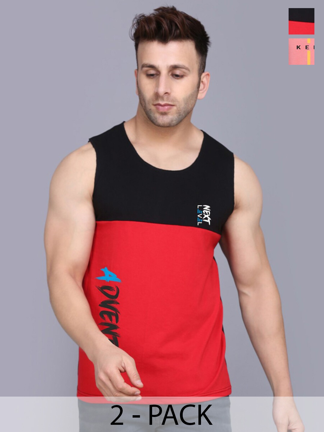 

SLOWLORIS Pack Of 2 Round Neck Sleeveless Cotton Innerwear Vests, Peach
