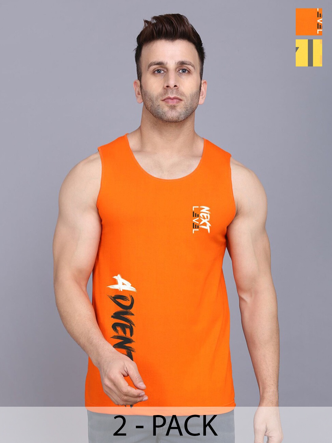 

SLOWLORIS Pack Of 2 Printed Innerwear Vests, Yellow