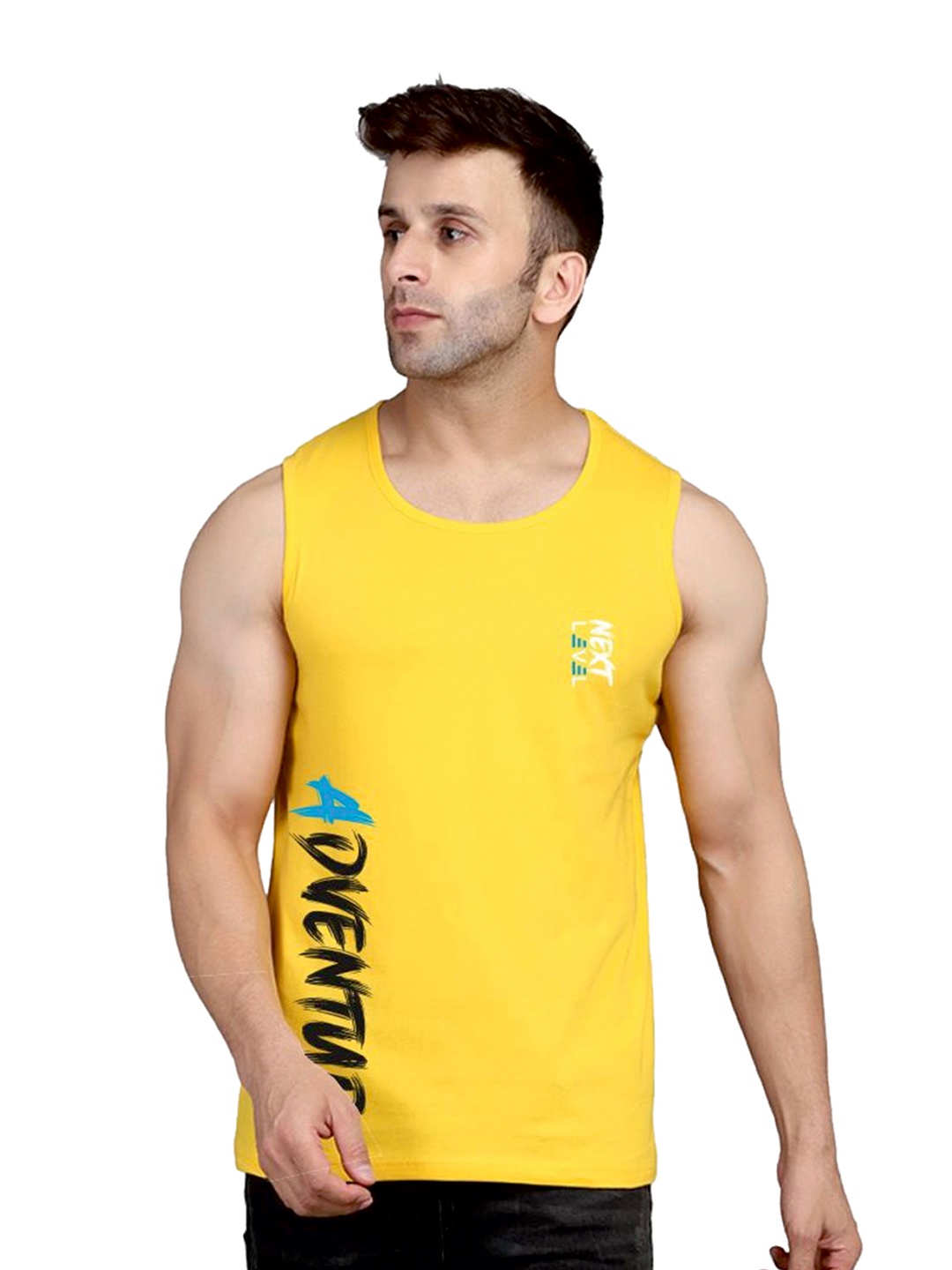 

SLOWLORIS Pack Of 2 Typography Printed Bio-Wash Innerwear Vests, Green
