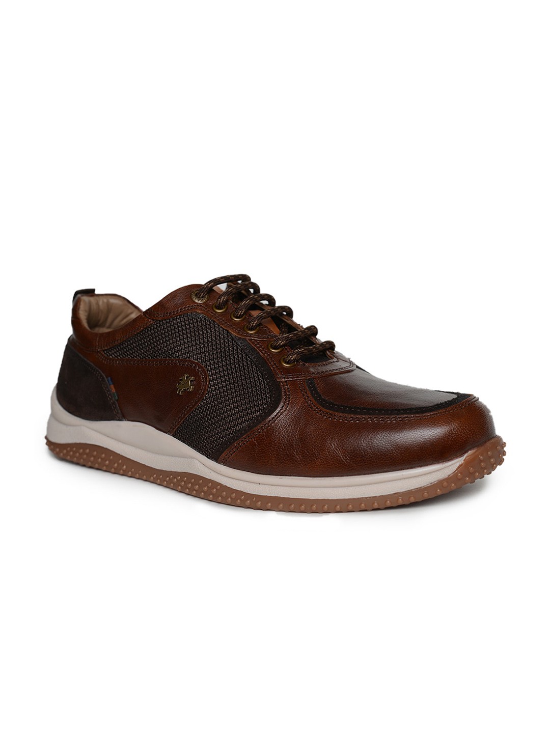 

Buckaroo Men Textured Round Toe Leather Sneakers, Brown