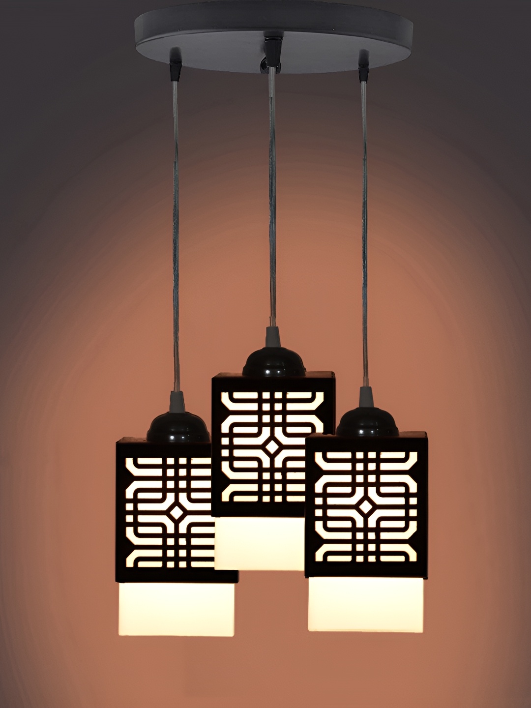 

Afast Black & White Textured Wooden Traditional Rectangle Ceiling Lamp