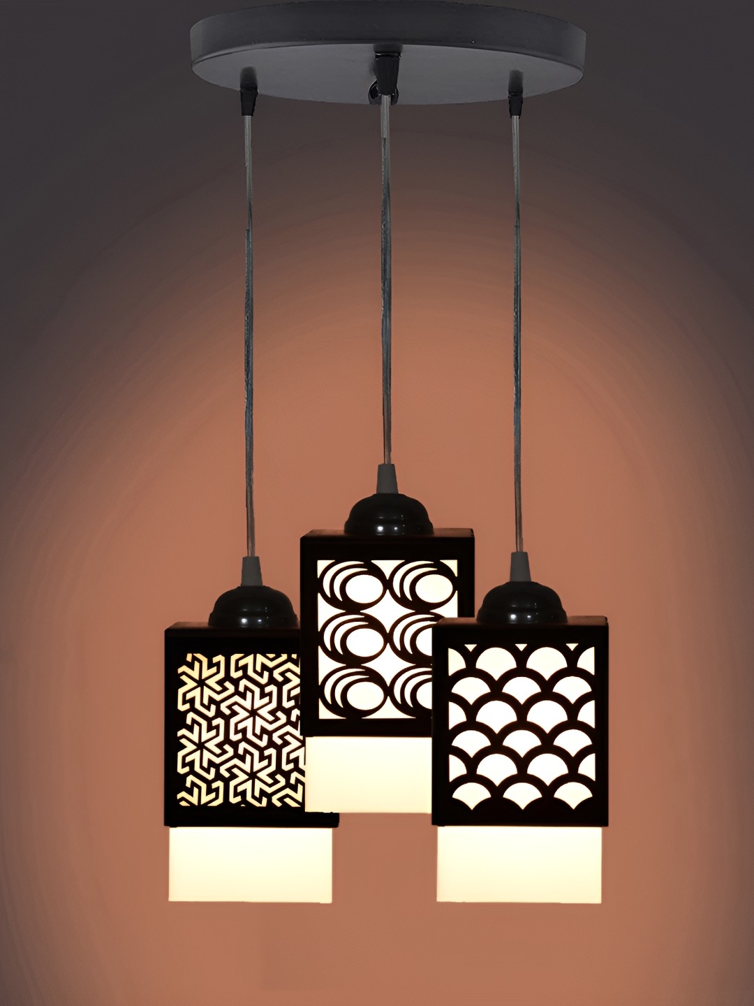 

Afast Black & White Wooden Textured Traditional Ceiling Lamp