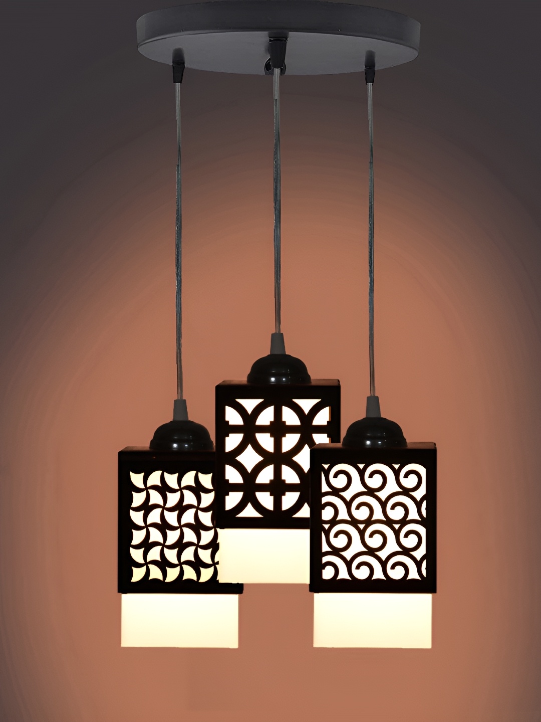 

Afast Black and White Wooden Textured Contemporary Ceiling Lamp