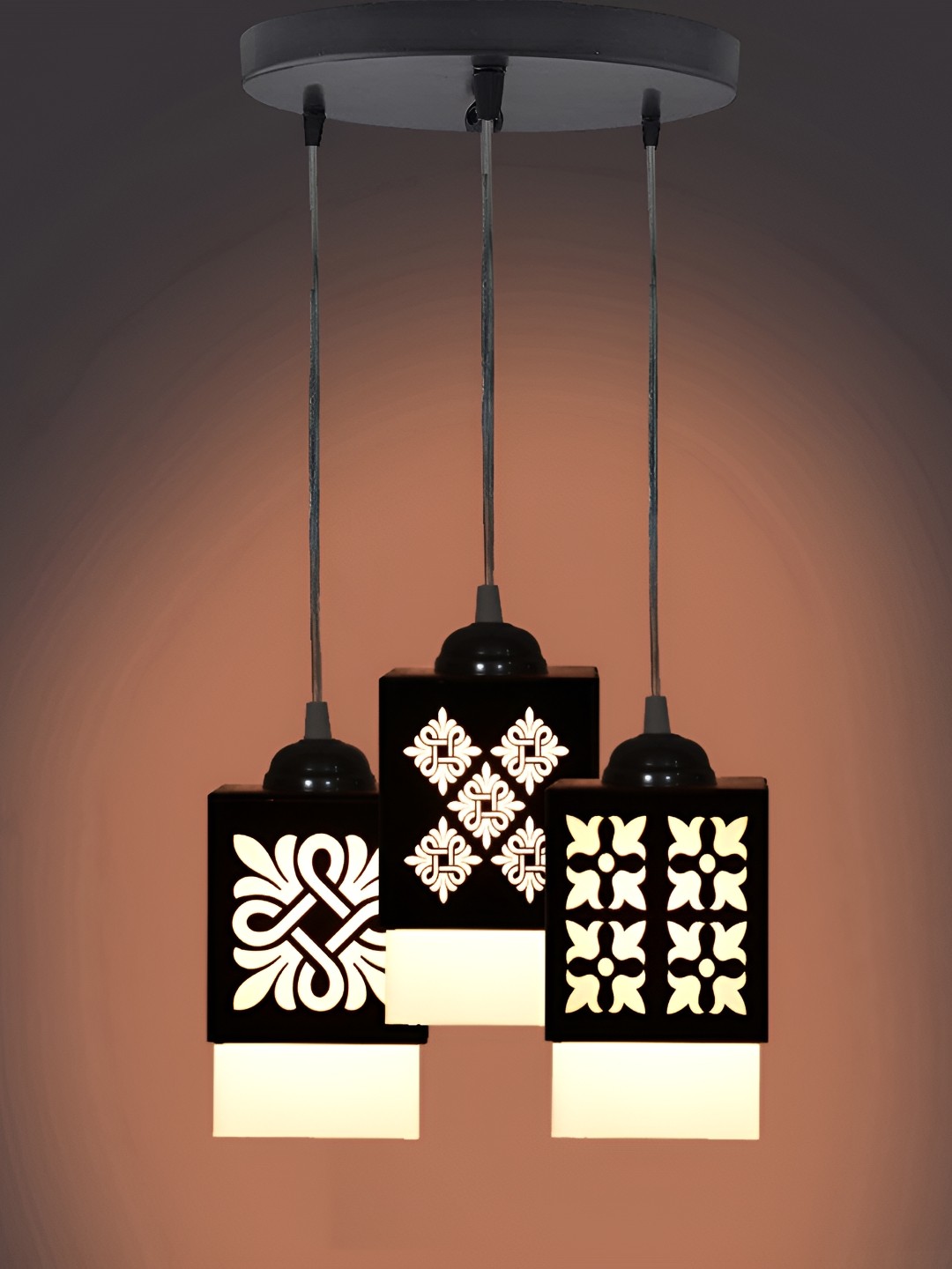 

Afast Black & White Textured Traditional Wooden Ceiling Lamp