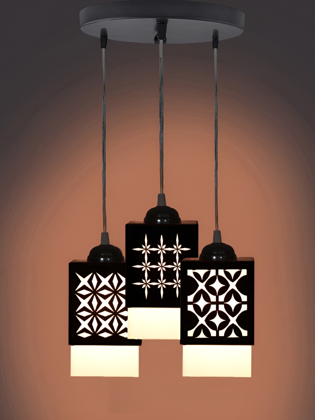 

Afast Black & White Textured Wooden Traditional Ceiling Lamp