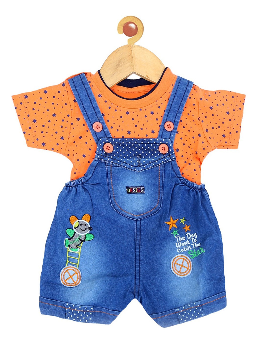

BAESD Infants Printed Dungaree With T-Shirt, Blue