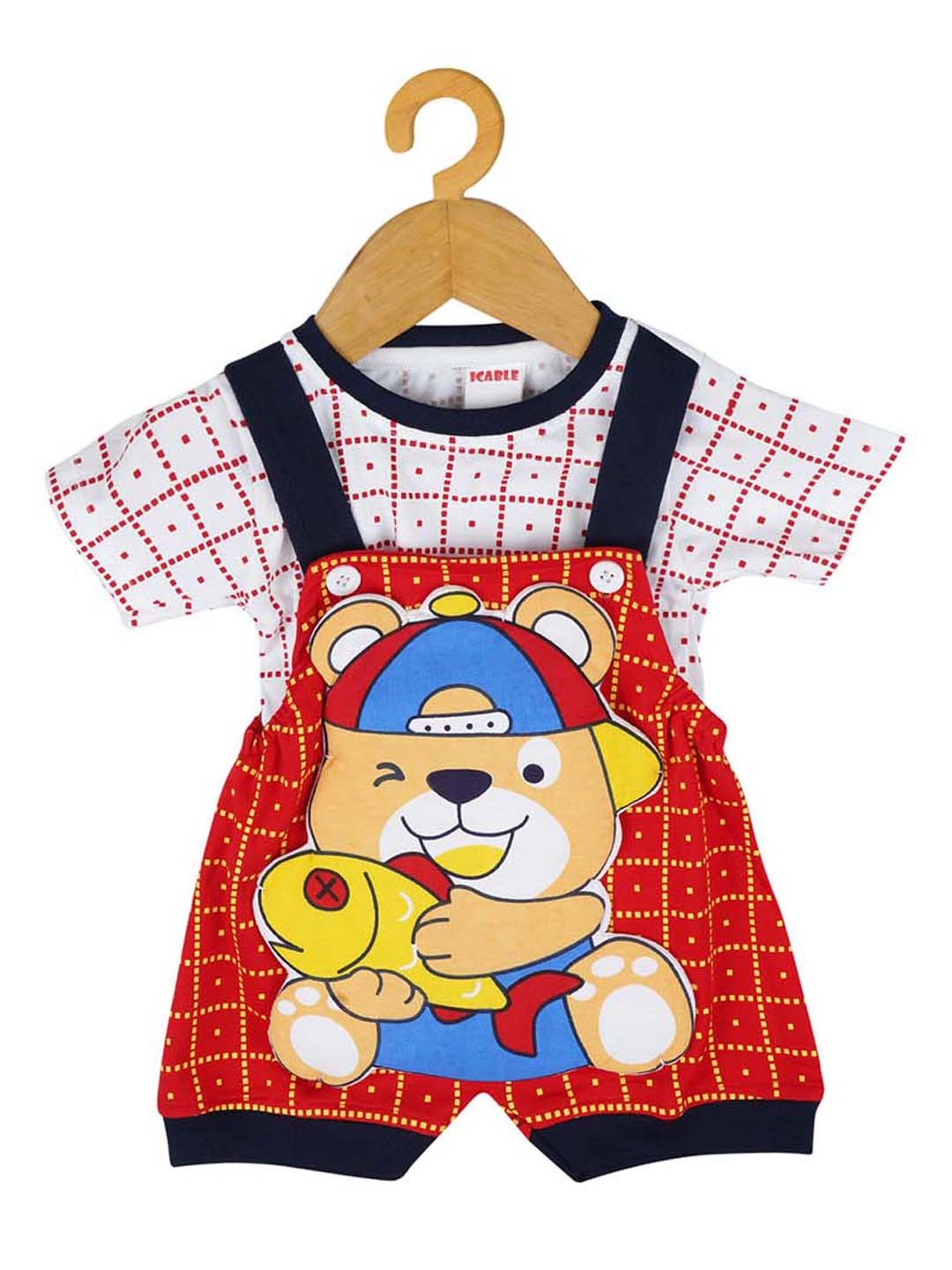 

BAESD Infants Graphic Printed Dungaree With T-Shirt, Red