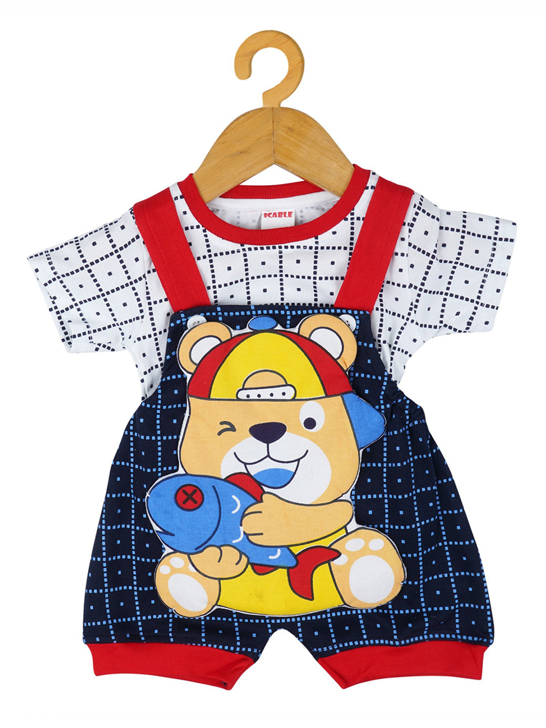 

BAESD Infant Girls Self Design Dungaree With T-Shirt, Blue