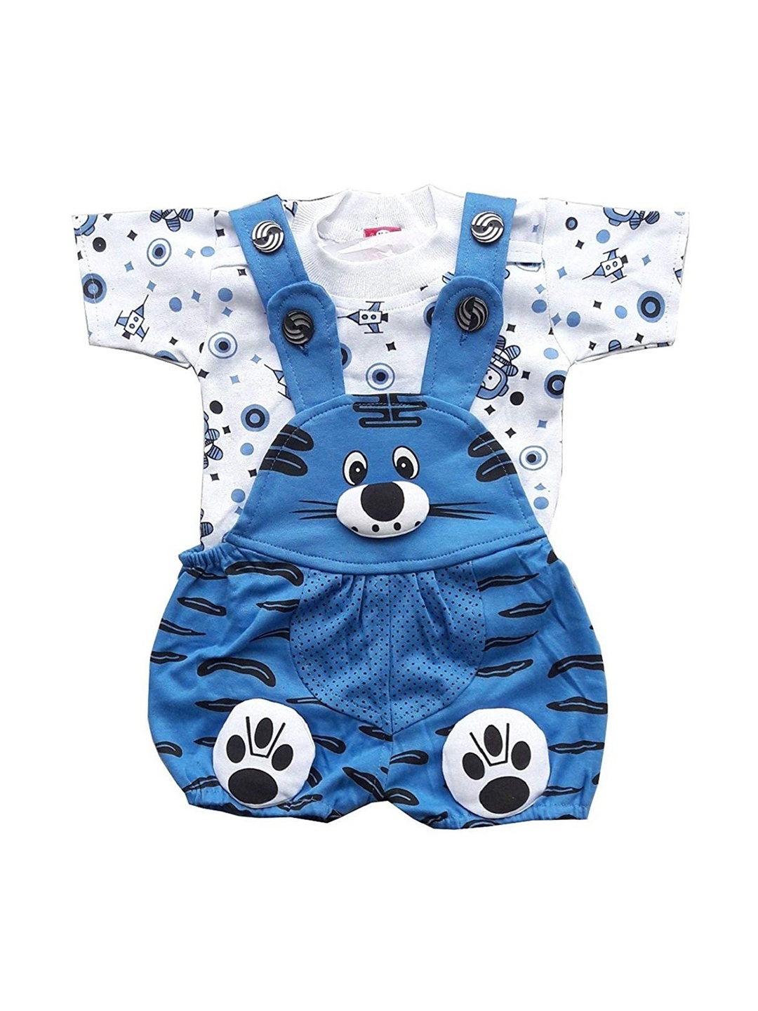 

BAESD Infants Printed Dungaree With T-Shirt, Navy blue