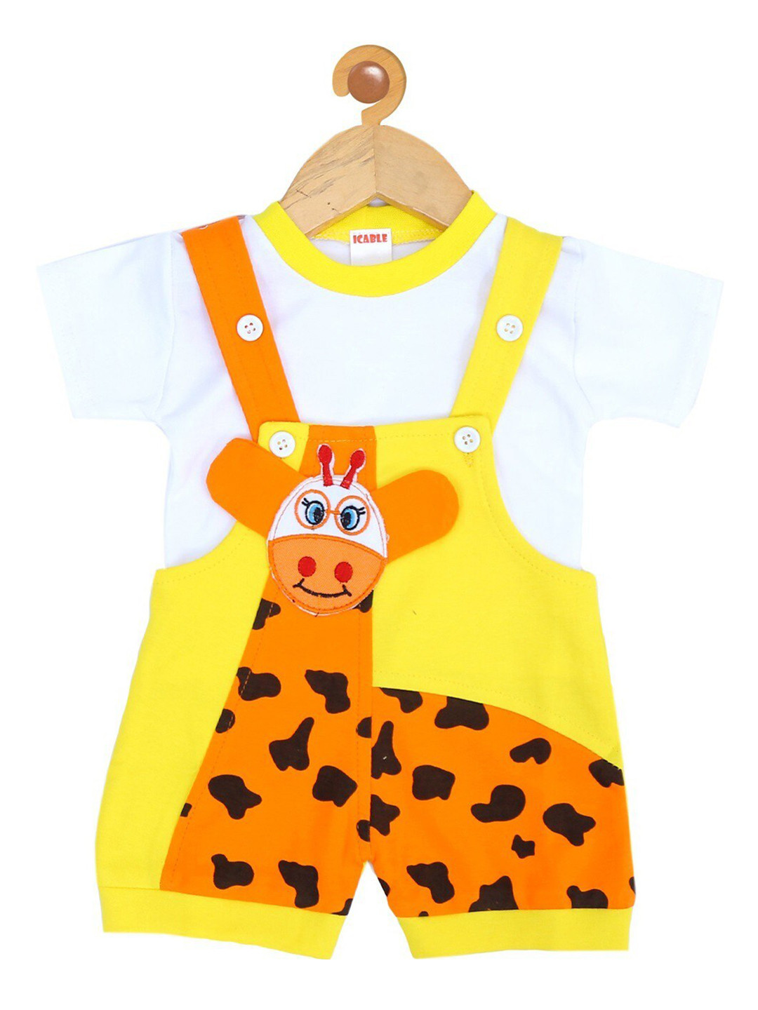 

BAESD Infant Boys Self Design Dungaree With T-Shirt, Yellow