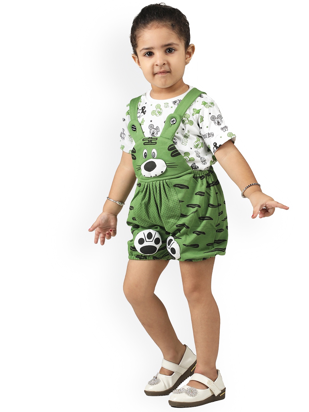 

BAESD Infants Printed Slim-Fit Dungarees With T-Shirt, Green