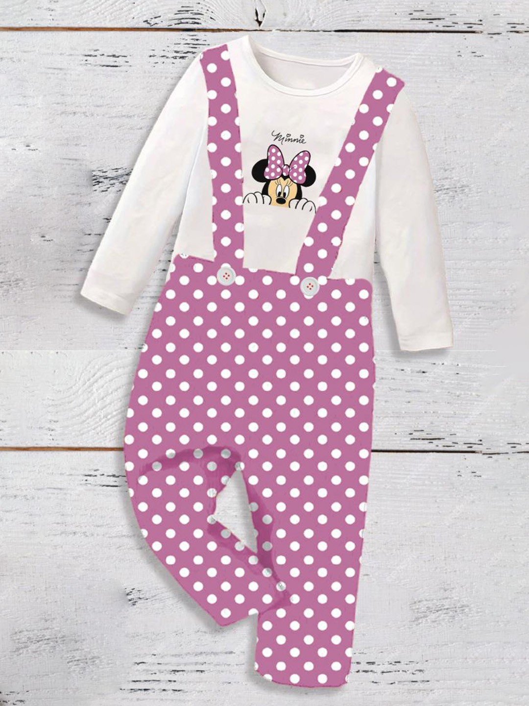 

BAESD Infants Girls Geometric Printed Dungaree With T-Shirt, Pink