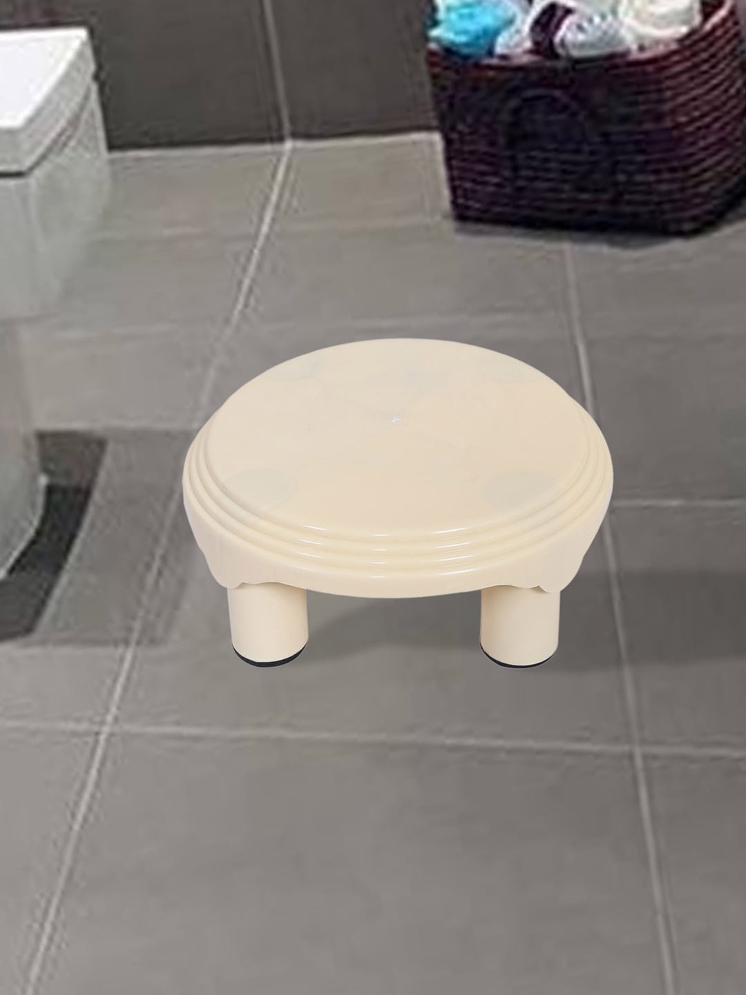 

Kuber Industries Cream 2 Pieces Classic Glossy Step Stool Bathroom Accessories