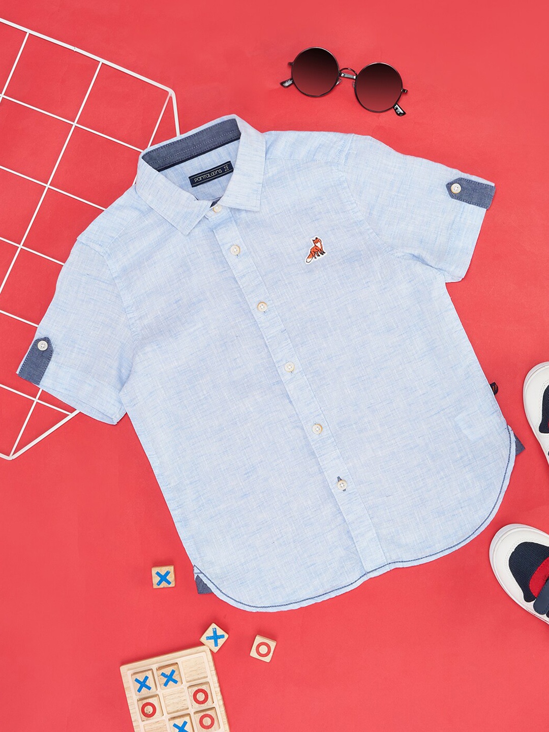 

Pantaloons Junior Boys Spread Collar Short Sleeves Casual Shirt, Blue