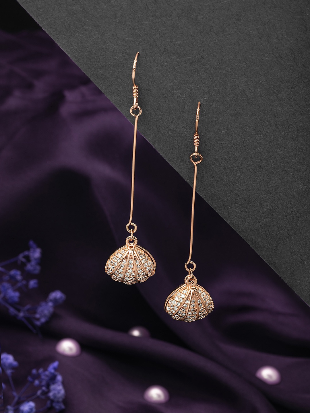 

SILBERRY 925 Sterling Silver Rose Gold-Plated Contemporary Drop Earrings