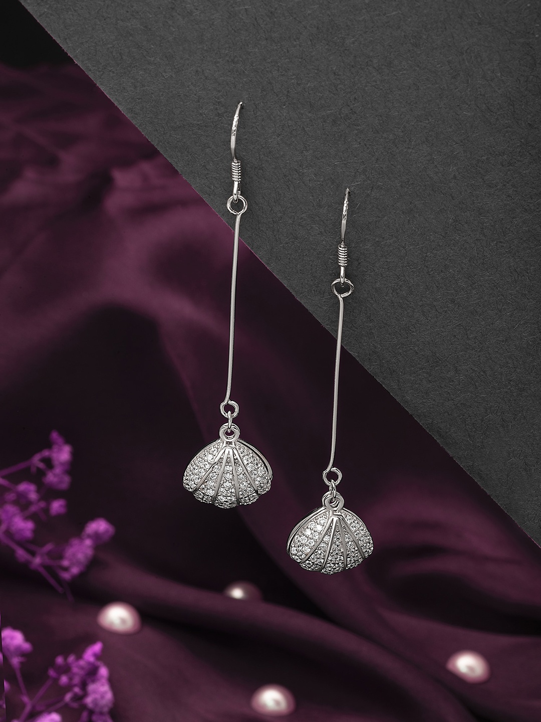 

SILBERRY 925 Sterling Silver Rhodium-Plated Contemporary Drop Earrings