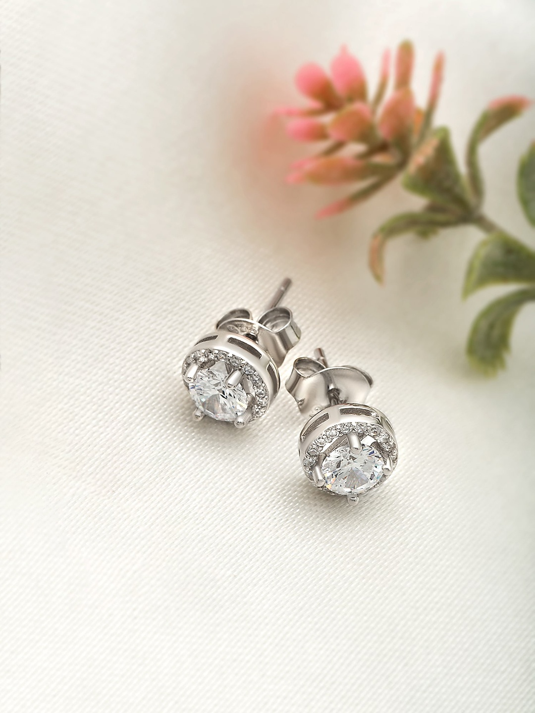 

SILBERRY 925 Sterling Silver Rhodium-Plated Contemporary Studs Earrings