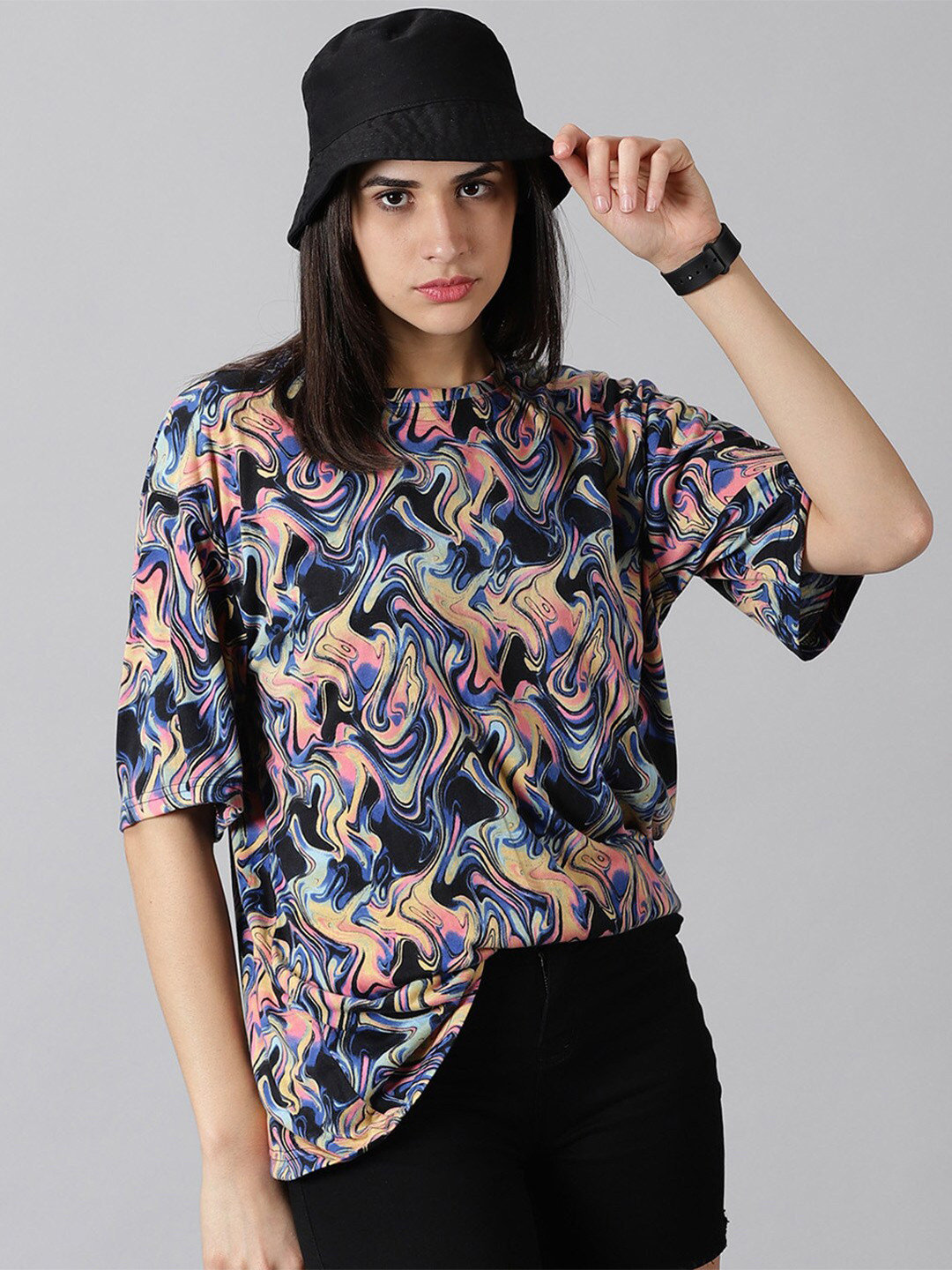

Rodzen Printed Cotton T-shirt, Black
