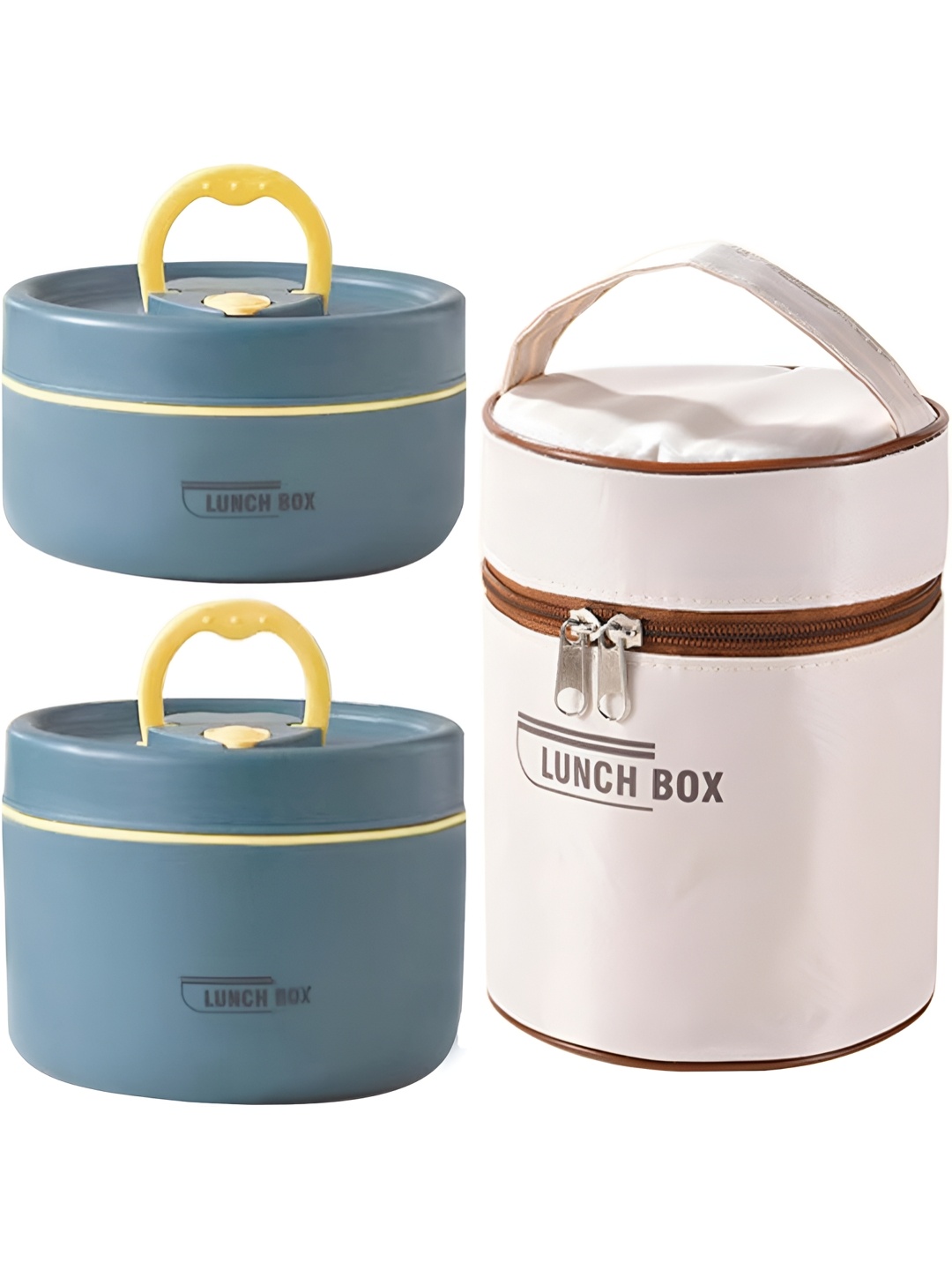 

Wosta Blue & Cream 2Pcs Stainless Steel Dishwasher Safe Lunch Boxes With Bag