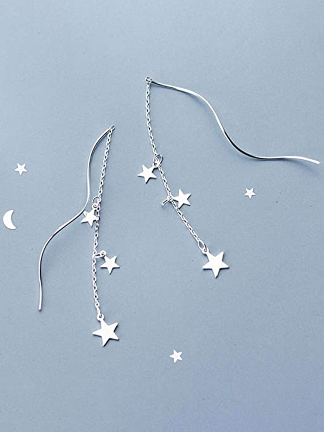 

EL REGALO Star Shaped Drop Earrings, Silver