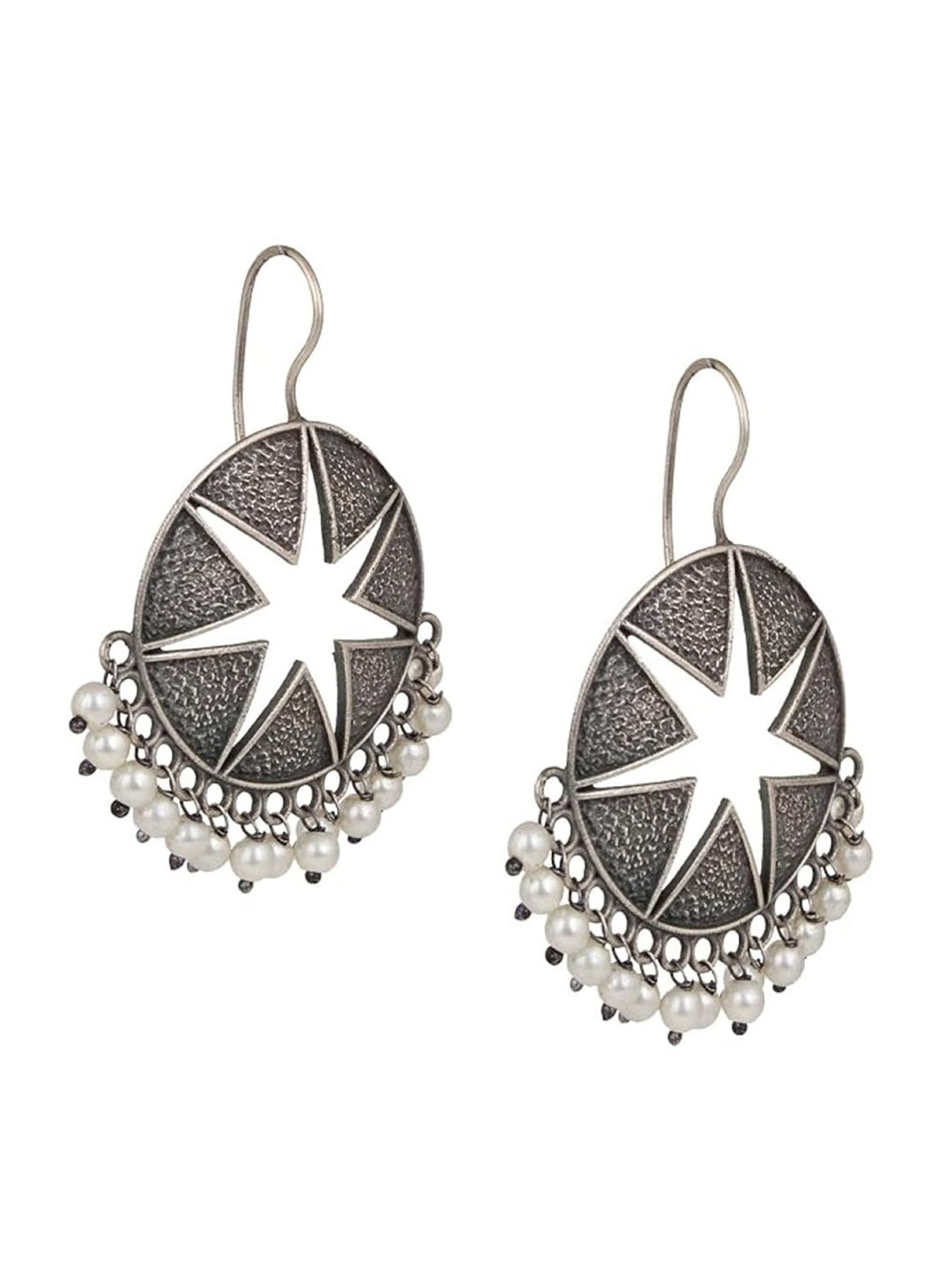 

EL REGALO Silver-Plated Contemporary Drop Earrings