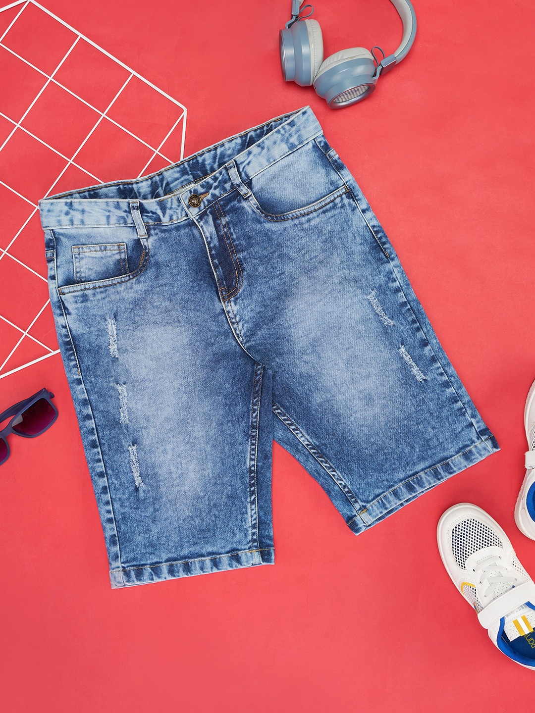 

Pantaloons Junior Boys Washed Denim Shorts, Navy blue
