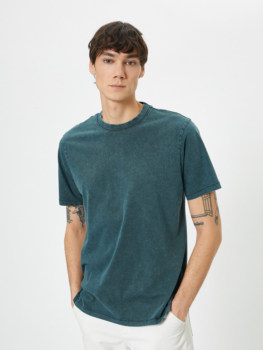 

Koton Round Neck Short Sleeves Cotton T-Shirt, Blue