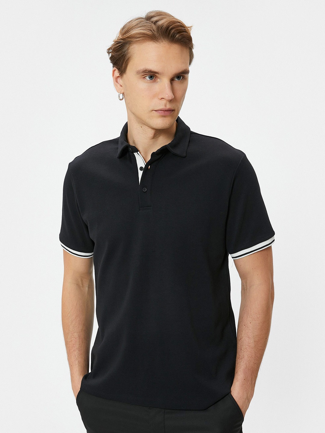 

Koton Polo Collar Cotton Slim Fit T-shirt, Black