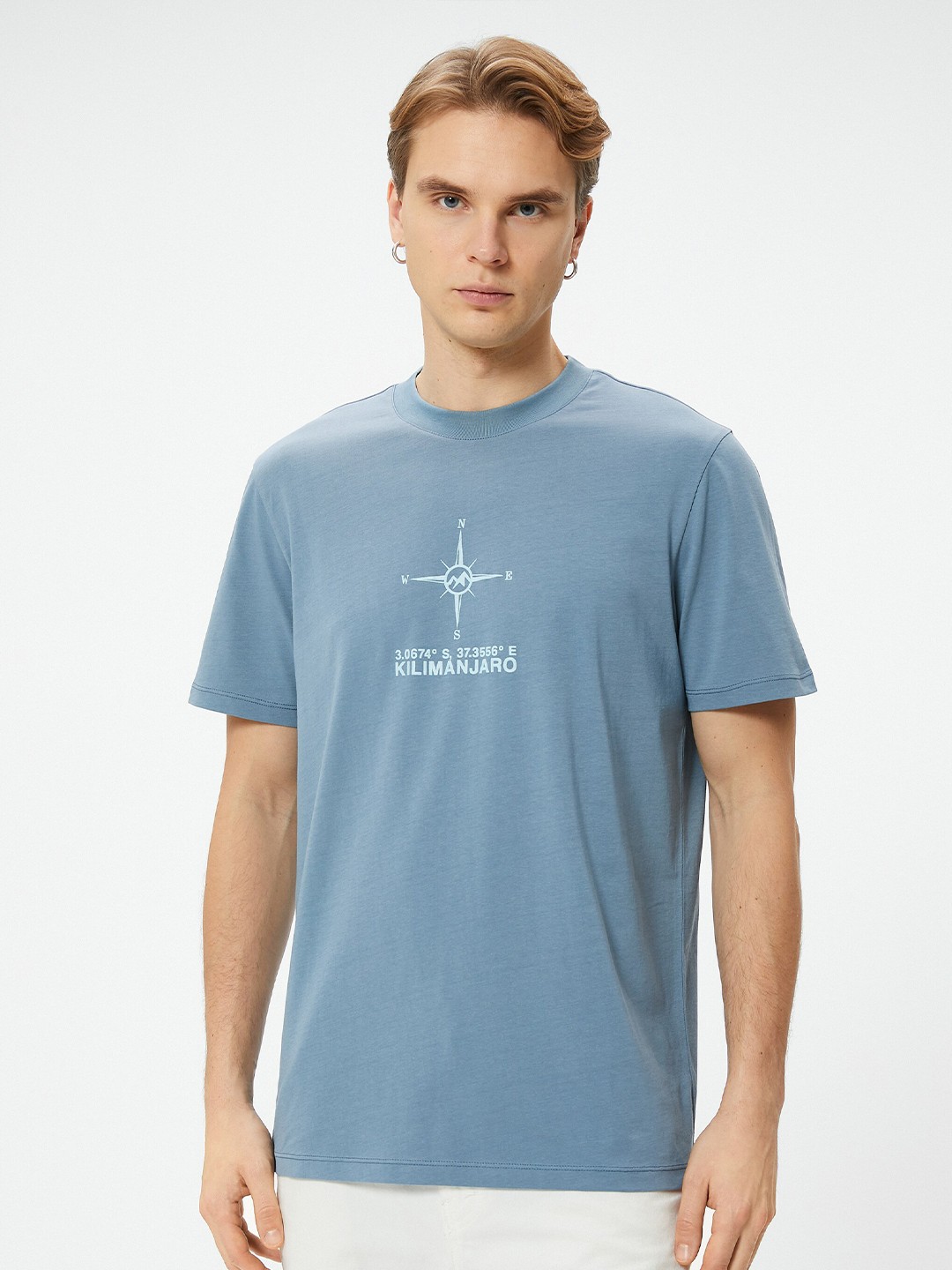 

Koton Typography Printed Cotton T-shirt, Blue