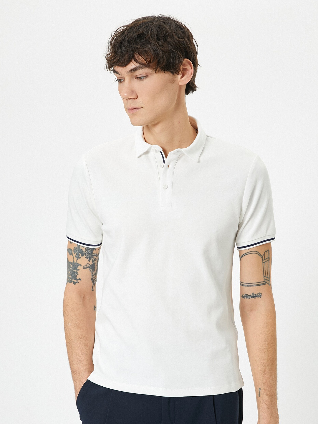 

Koton Polo Collar Cotton Slim Fit T-shirt, Beige