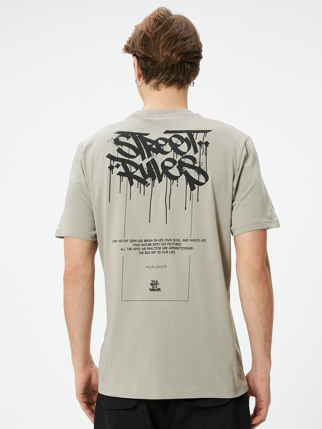 

Koton Typography Printed Cotton T-shirt, Beige