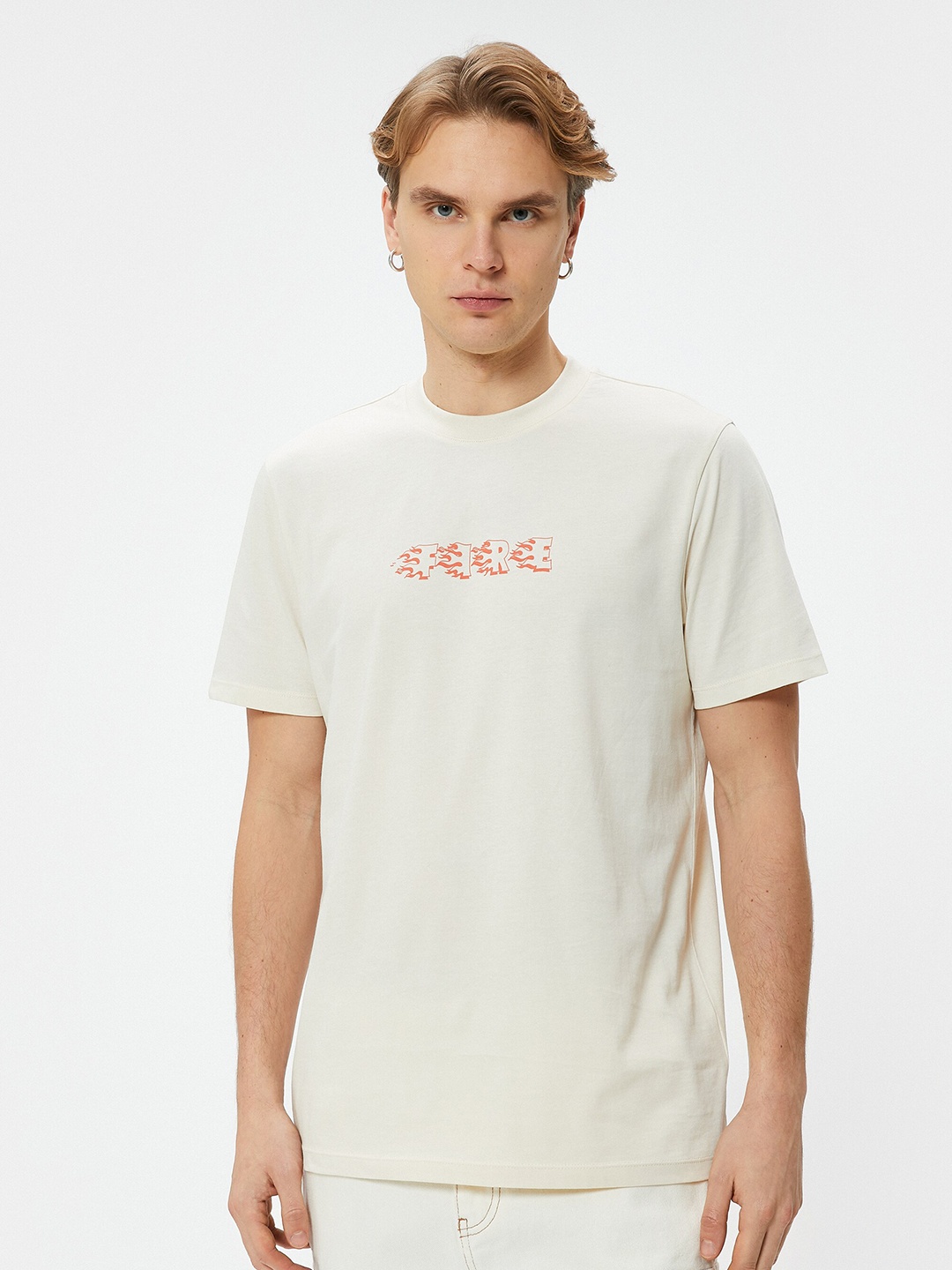 

Koton Typography Printed Round Neck T-shirt, Beige