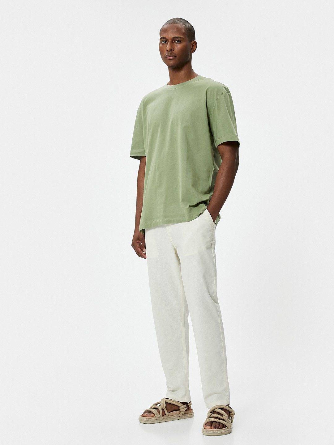 

Koton Round Neck Short Sleeves Oversized T-shirt, Green