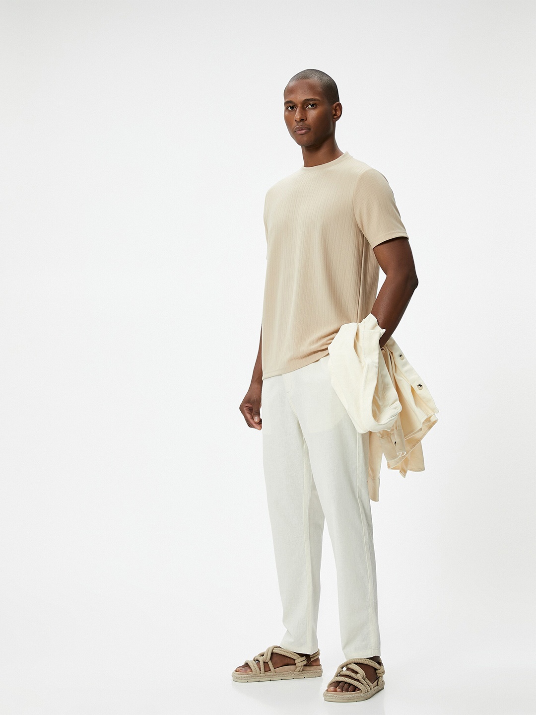 

Koton Round Neck Short Sleeves T-shirt, Beige